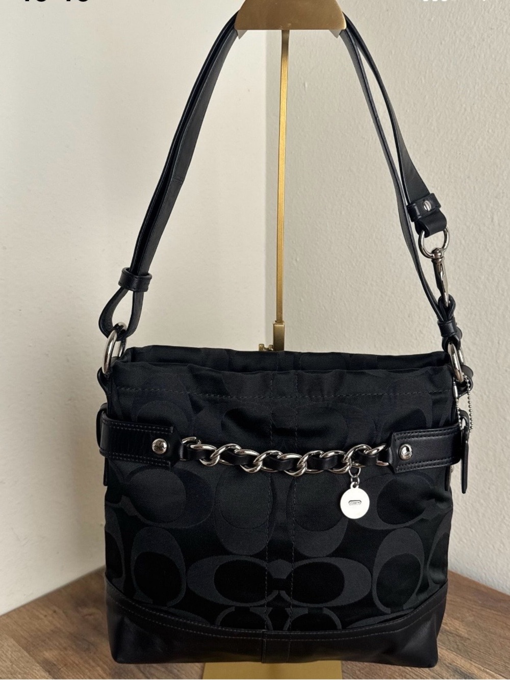 Coach Black Signature Chain-Trim Shoulder Bag & Wallet
